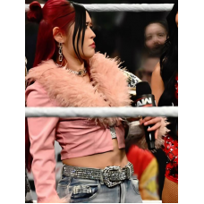 WWE Raw 2026 Masami Odate Pink Fur Trim Leather Jacket